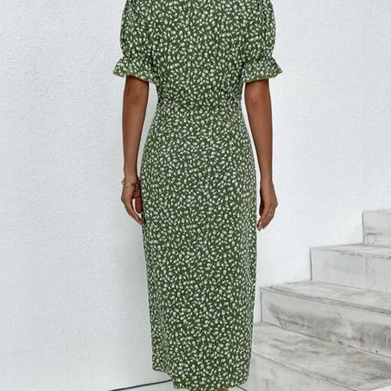 Women's Dress | V-Neck Wrap Short Sleeve Midi