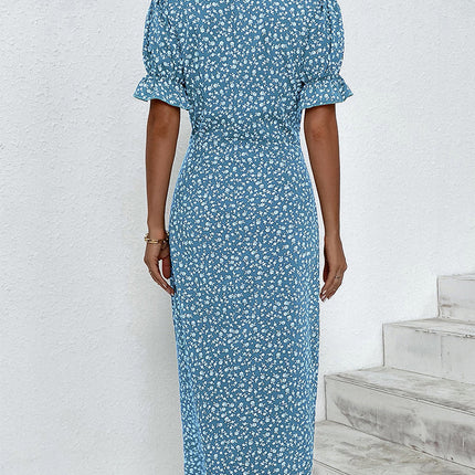 Women's Dress | V-Neck Wrap Short Sleeve Midi
