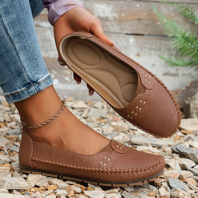 Loafers For Women | Perforated Closed Toe Slip-On