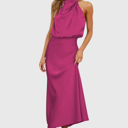 Ava | Glamorous Satin Halter Dress