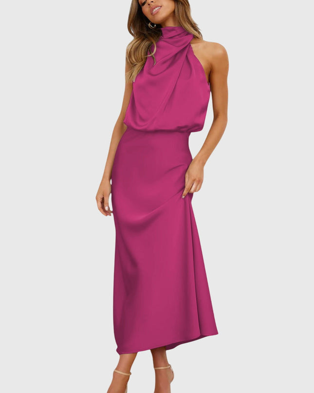 Ava | Glamorous Satin Halter Dress