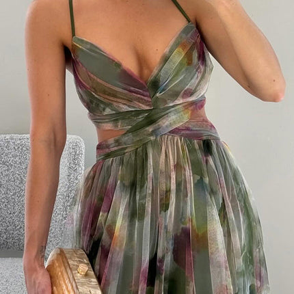Women's Dress | V-neckline Fitted Bodice Maxi