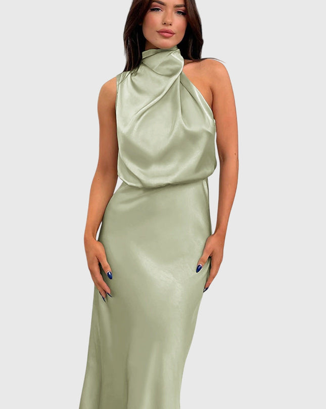 Ava | Glamorous Satin Halter Dress