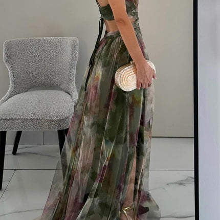 Women's Dress | V-neckline Fitted Bodice Maxi
