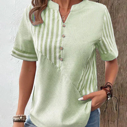 Women's Blouse | Stripe Pane Button Front