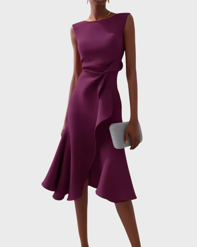 Women's Dress | Ruffle Hem Wrap Detail Midi