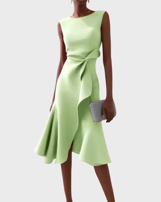 Women's Dress | Ruffle Hem Wrap Detail Midi