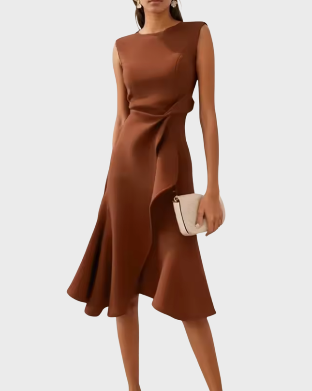 Women's Dress | Ruffle Hem Wrap Detail Midi