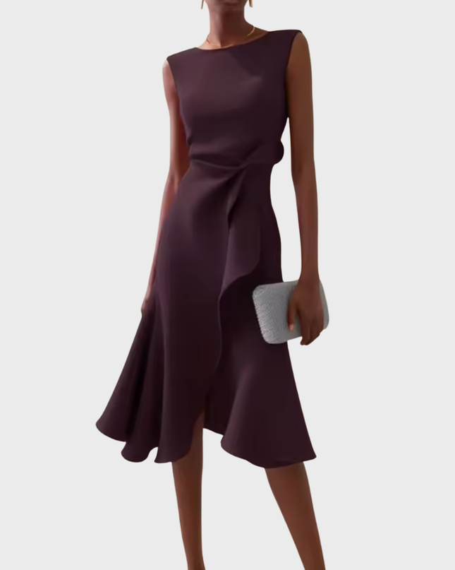 Women's Dress | Ruffle Hem Wrap Detail Midi