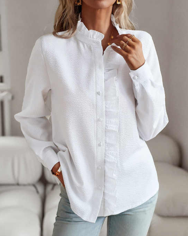 Women’s Blouse | Ruffle Front Button
