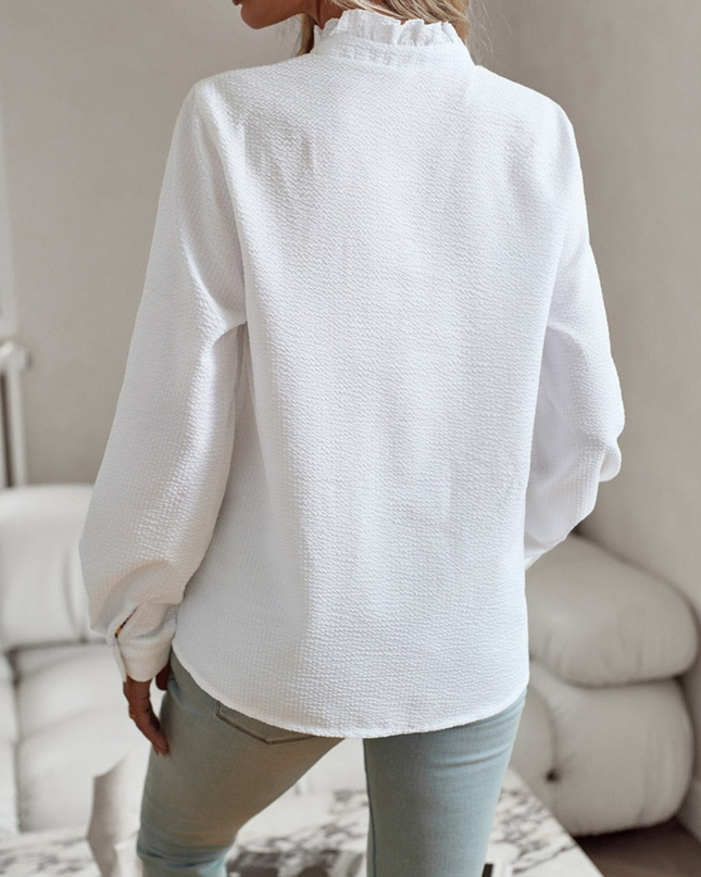 Women’s Blouse | Ruffle Front Button