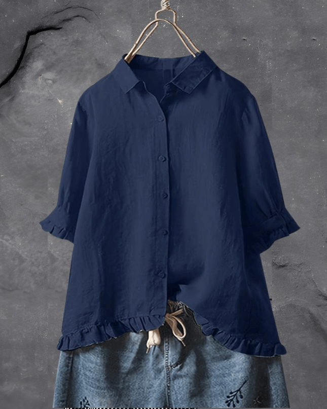 Women’s Blouse | Collared Ruffled Hem