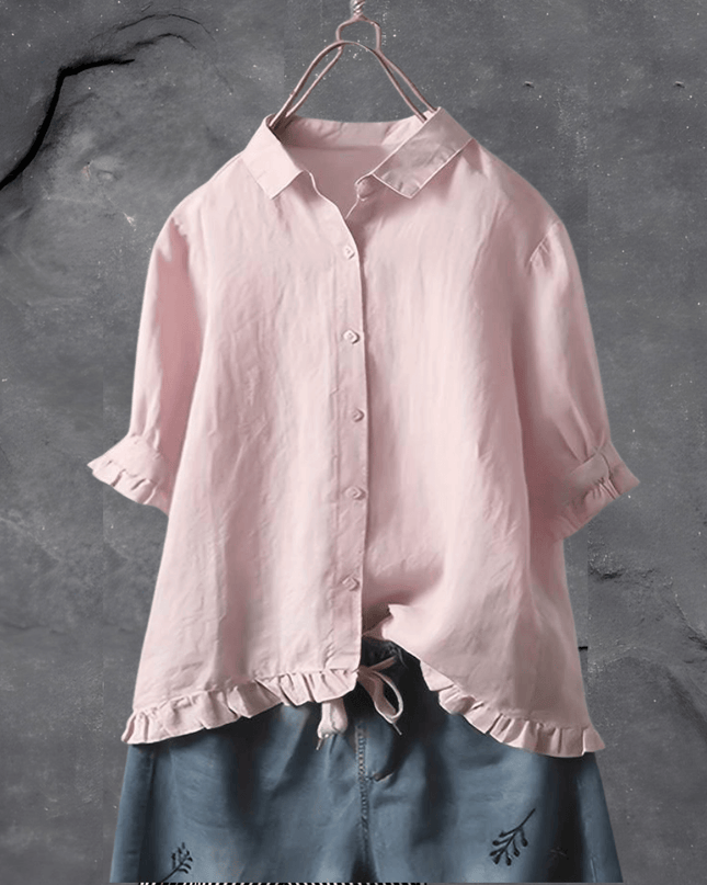Women’s Blouse | Collared Ruffled Hem