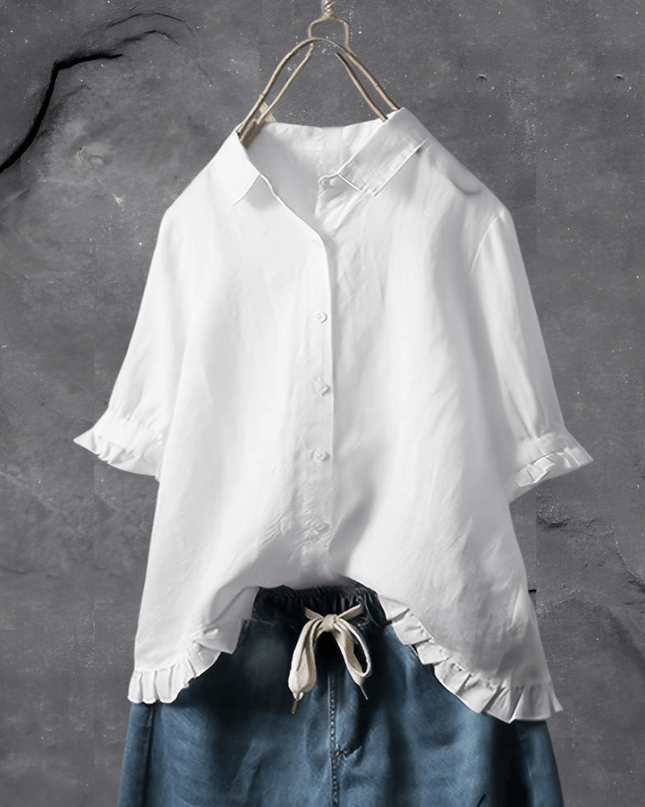Women’s Blouse | Collared Ruffled Hem