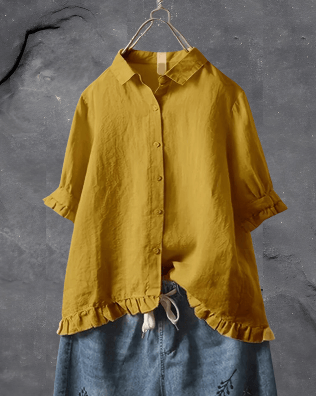 Women’s Blouse | Collared Ruffled Hem
