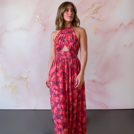 Women's Dress | Halter Neck Front Slit Maxi