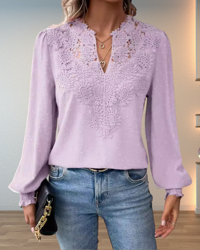 Women’s Blouse | V-Neck with Guipure Lace