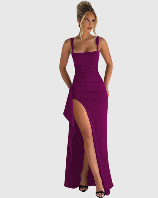 Cell | Elegant Formal Slip Maxi Dress With Open Back