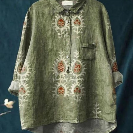 Women's Blouse | Abstract Floral Print Button Front