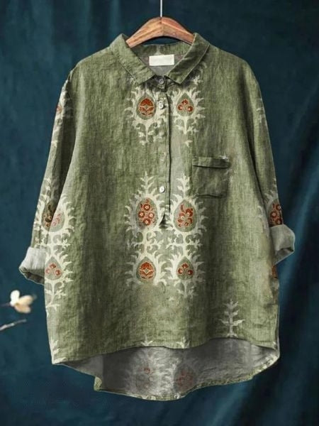 Women's Blouse | Abstract Floral Print Button Front
