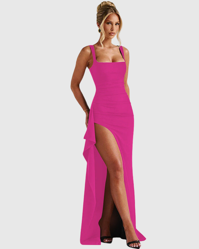 Cell | Elegant Formal Slip Maxi Dress With Open Back