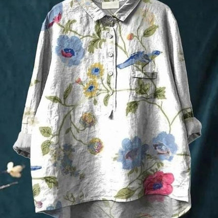 Women's Blouse | Abstract Floral Print Button Front