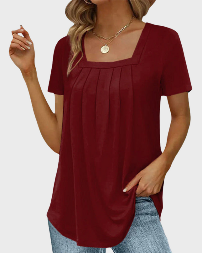 Women’s Blouse | Square Neck Pleated Front