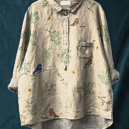 Women's Blouse | Abstract Floral Print Button Front