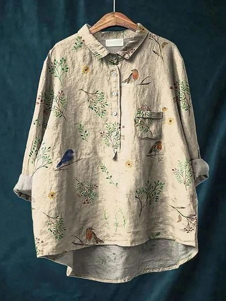Women's Blouse | Abstract Floral Print Button Front