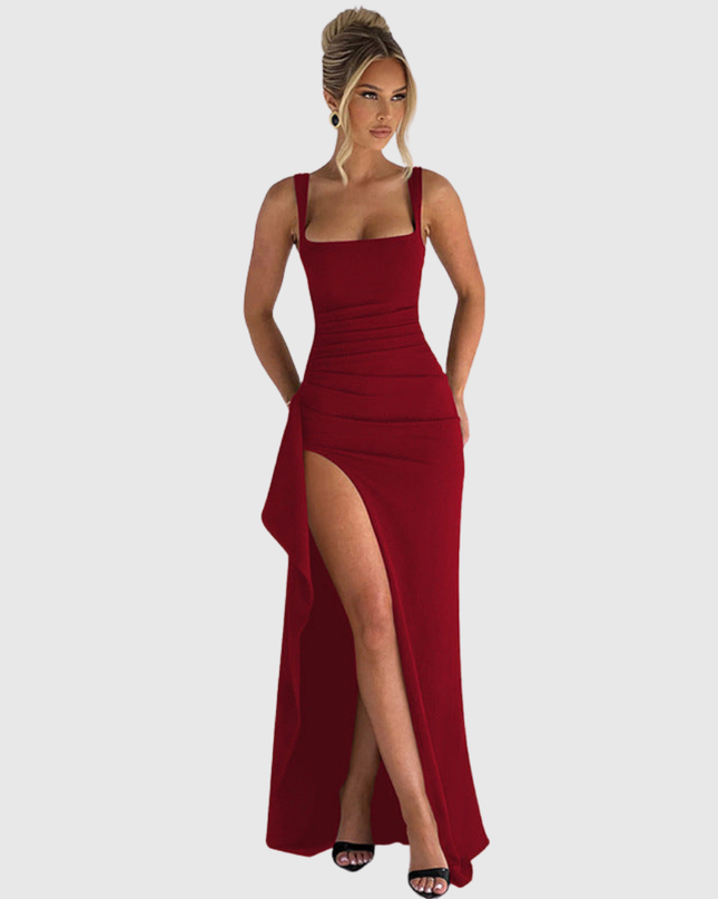 Cell | Elegant Formal Slip Maxi Dress With Open Back