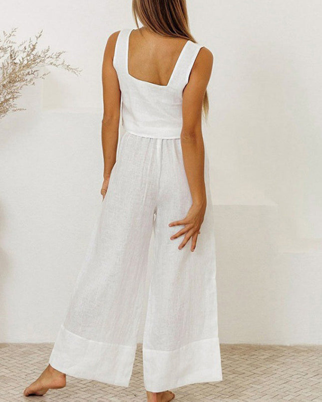 Megan - Minimalist Top And Wide-Leg Pants Set