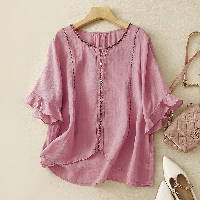 Women’s Blouse | Embroidered Ruffle Sleeve