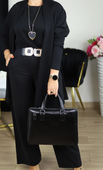 Elegant 3-Piece Set With Longline Cardigan, Top And Trousers