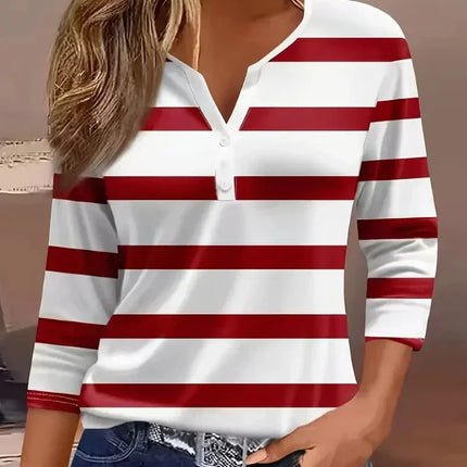 Women’s Blouse | Striped V-Neck