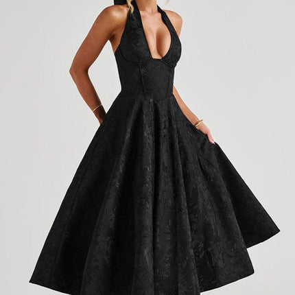 Women’s Dress | V-Neck Halterneck Maxi