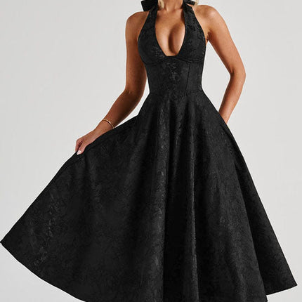 Women’s Dress | V-Neck Halterneck Maxi