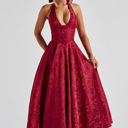 Women’s Dress | V-Neck Halterneck Maxi