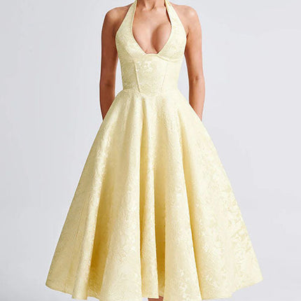 Women’s Dress | V-Neck Halterneck Maxi