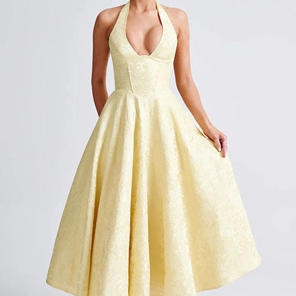 Women’s Dress | V-Neck Halterneck Maxi