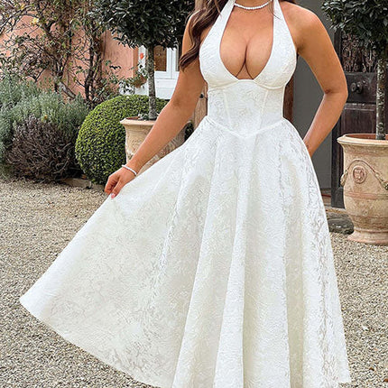 Women’s Dress | V-Neck Halterneck Maxi