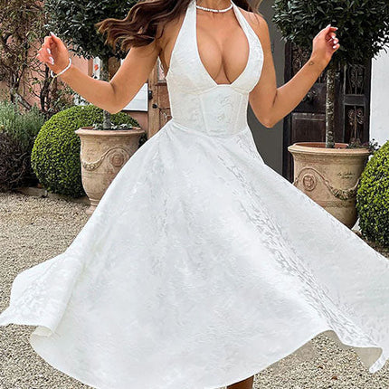 Women’s Dress | V-Neck Halterneck Maxi