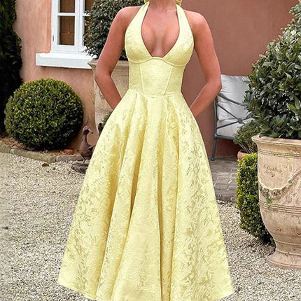 Women’s Dress | V-Neck Halterneck Maxi
