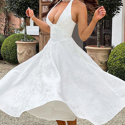 Women’s Dress | V-Neck Halterneck Maxi