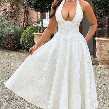 Women’s Dress | V-Neck Halterneck Maxi