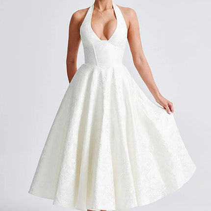 Women’s Dress | V-Neck Halterneck Maxi