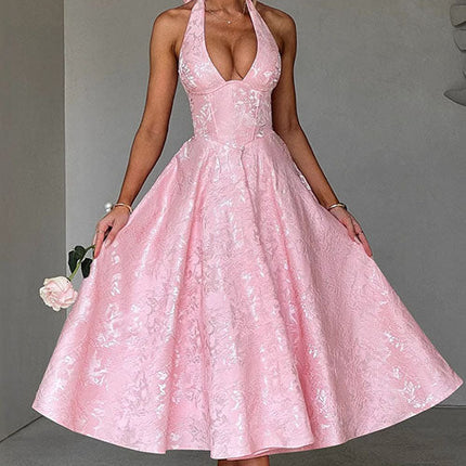 Women’s Dress | V-Neck Halterneck Maxi