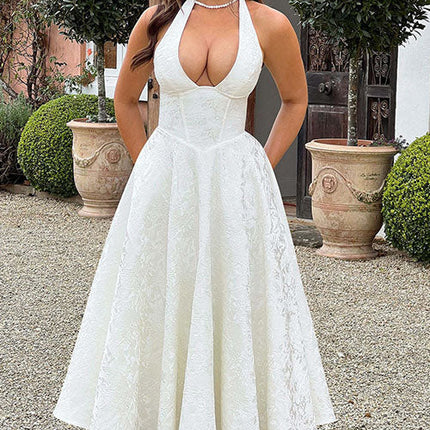 Women’s Dress | V-Neck Halterneck Maxi