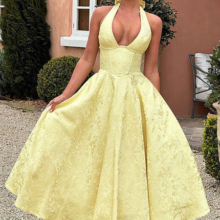 Women’s Dress | V-Neck Halterneck Maxi