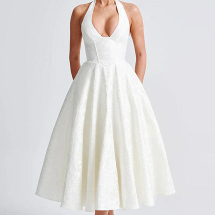 Women’s Dress | V-Neck Halterneck Maxi