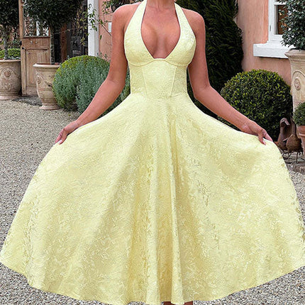 Women’s Dress | V-Neck Halterneck Maxi